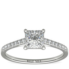 Petite Cathedral Pavé Diamond Engagement Ring in Platinum (0.14 ct. tw.)